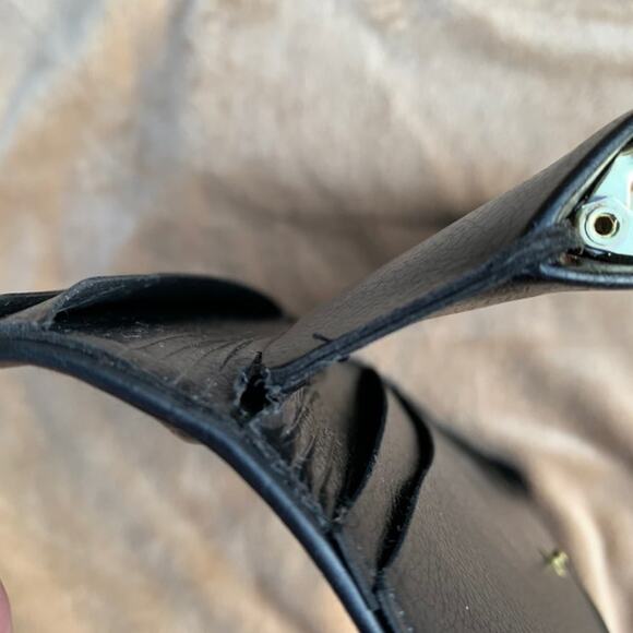 Vintage Baronet Wallet Kiss Clasp Metal Diamond Studs Navy Blue - Picture 10 of 13